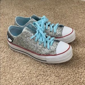 Converse x Chiara Ferragni silver glitter sneakers